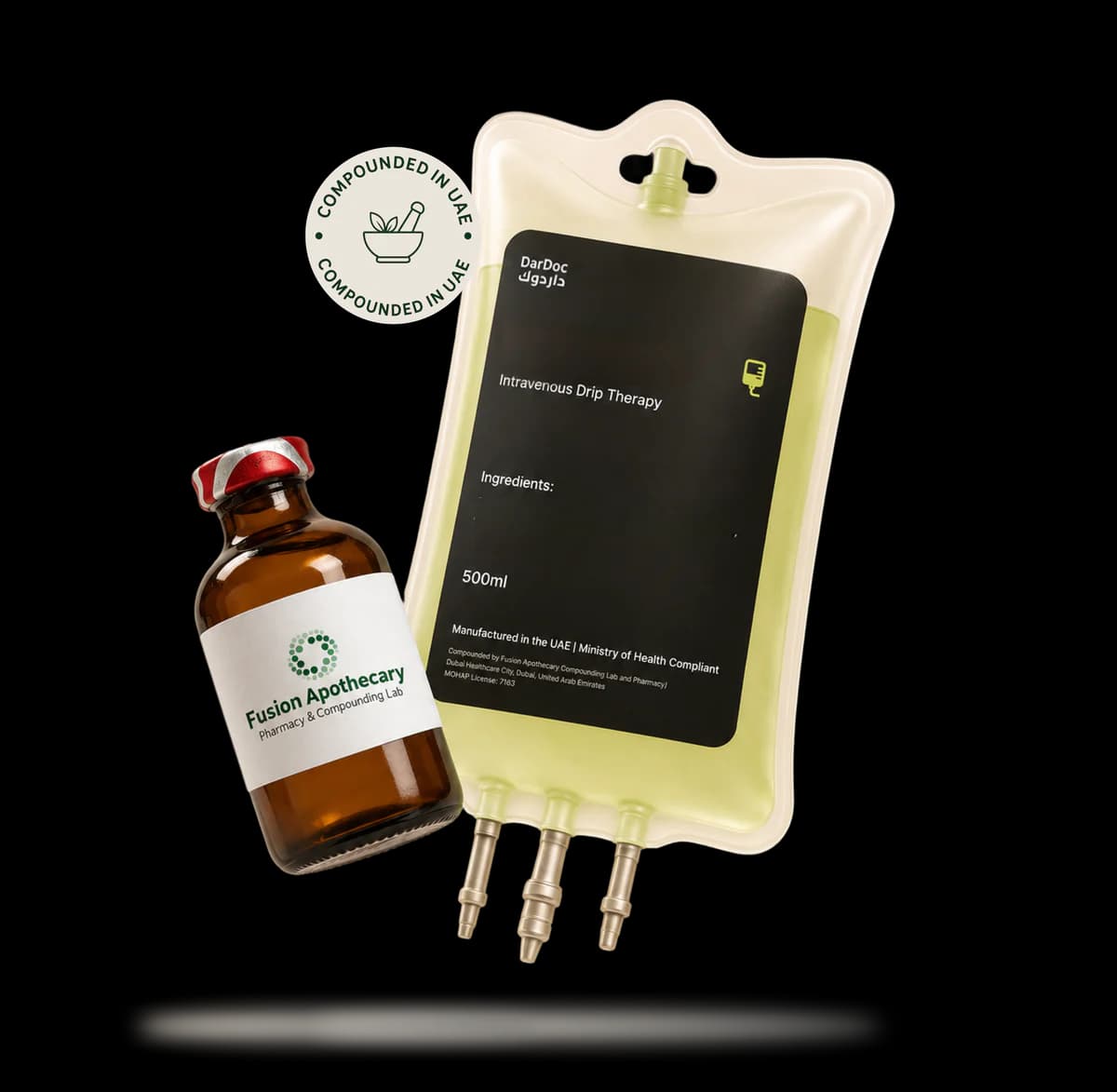 DarDoc IV bag and UAE compounding pharmacy vial