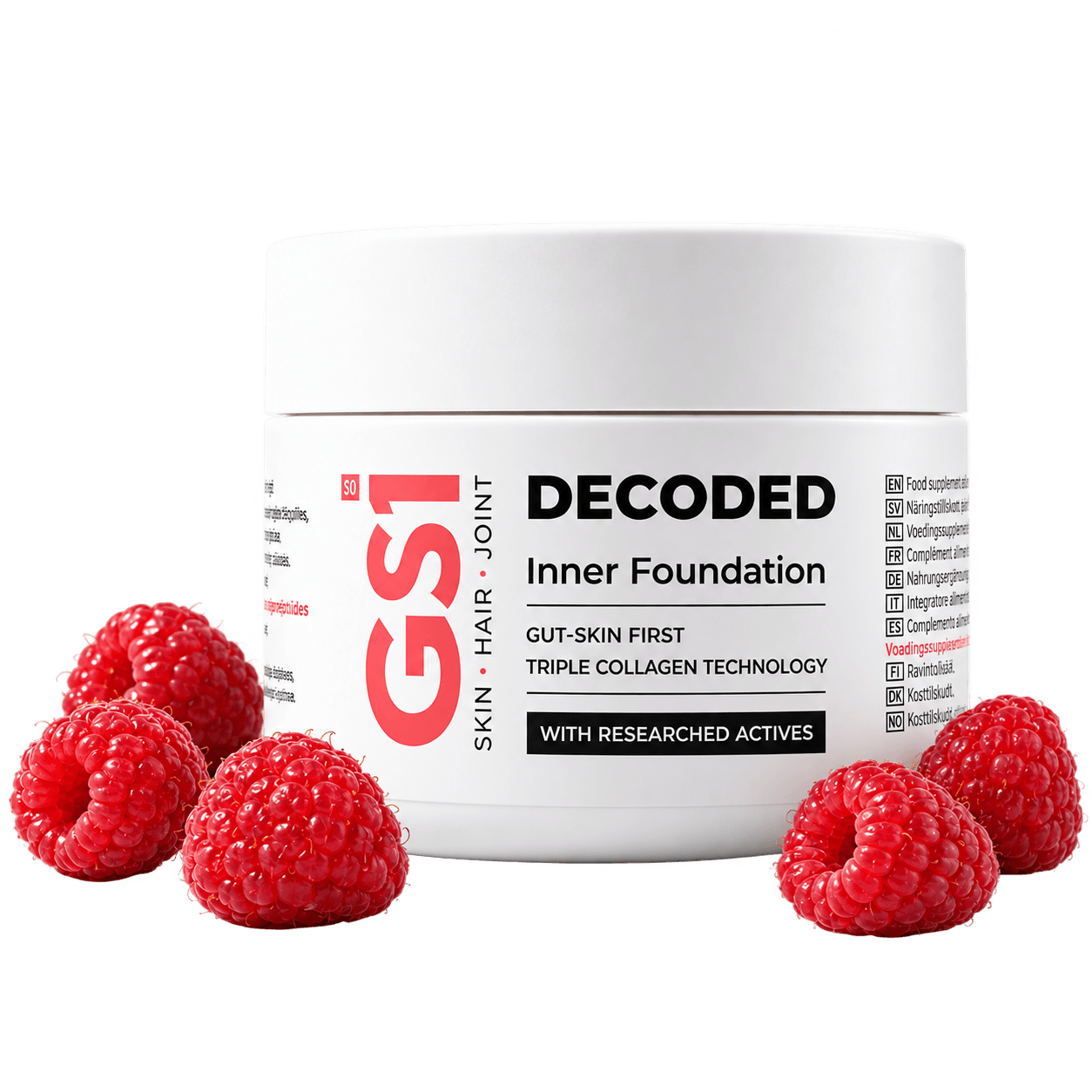 Decoded GS1 jar with raspberries