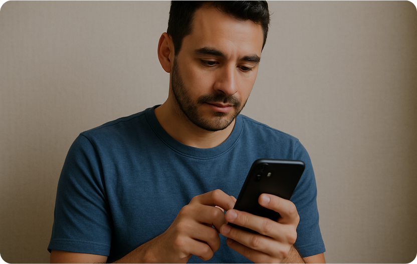 Person booking IV drip on phone
