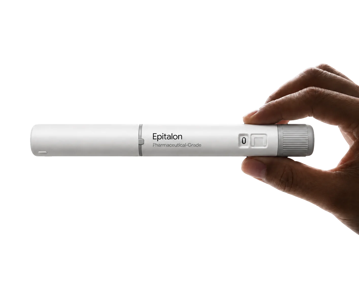 Hand holding the DarDoc Epitalon pen
