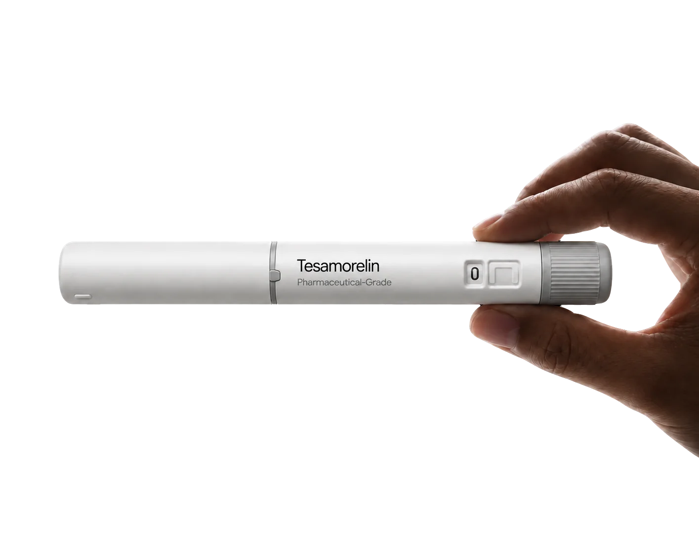 Hand holding the DarDoc Tesamorelin pen